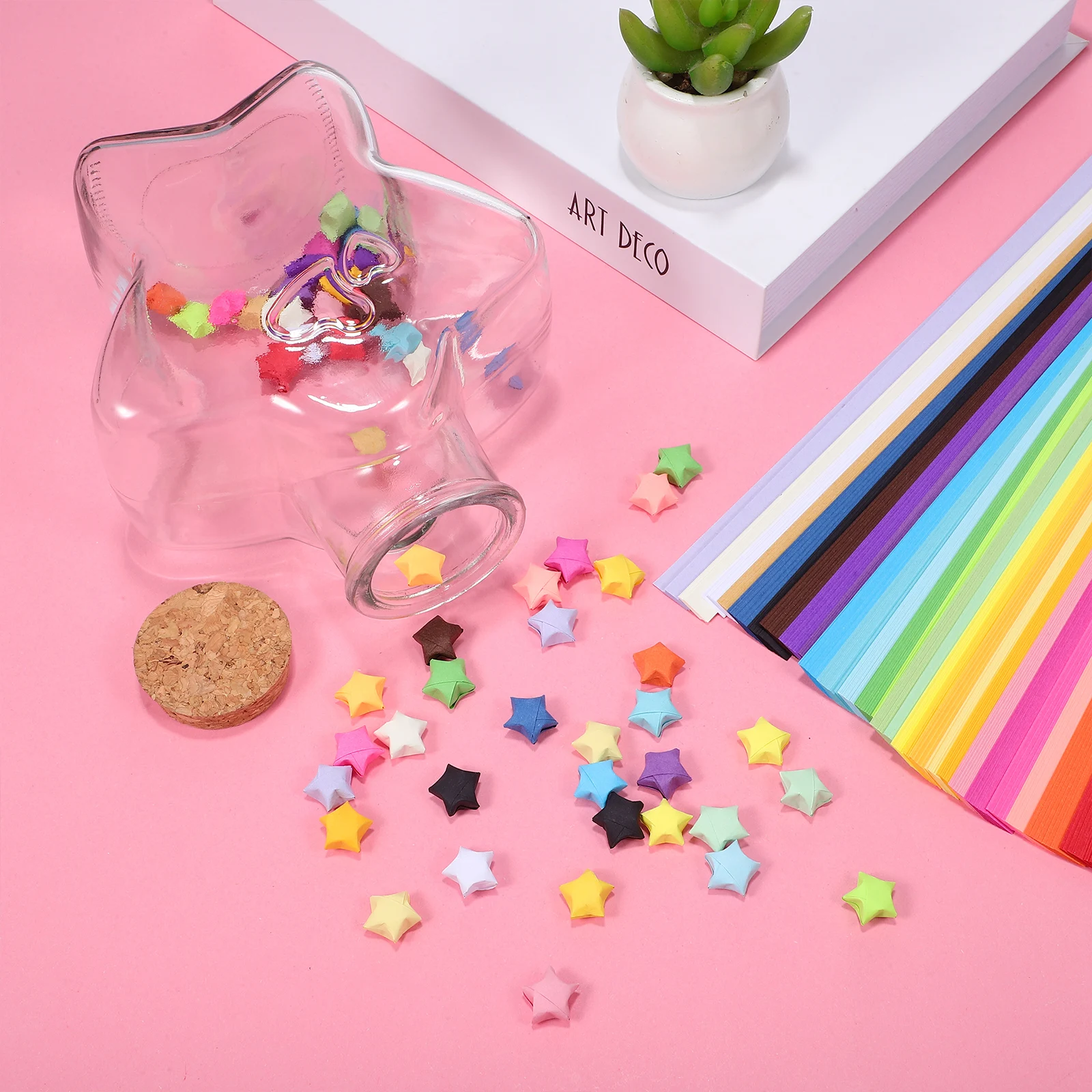 

1pcs 540 Sheets Origami Star Paper Strips Blue Gradient Craft Decoration Bottle Set Birthday Gifts Room Storage Jar