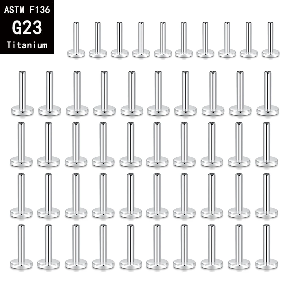 ASTM F136 Implant Grade Titanium  Labret Rod Internal Thread 5/50PCS 16G 18G 4/14mm Plug Septum Ear Lips Nose Piercing Tragus Bo