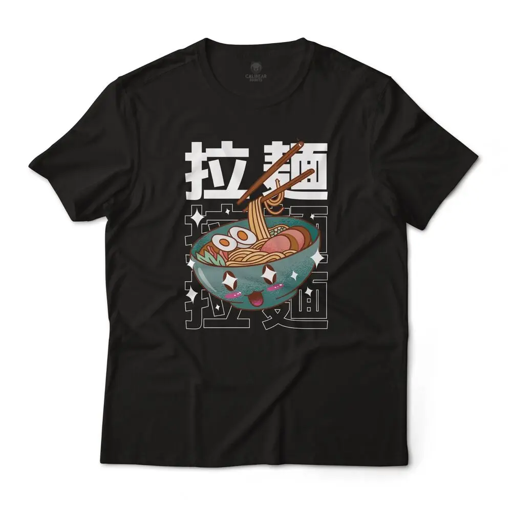 Kawaii Anime Ramen Bowl Food Art Graphic T-Shirt Unisex Lightweight Cotton Tee
