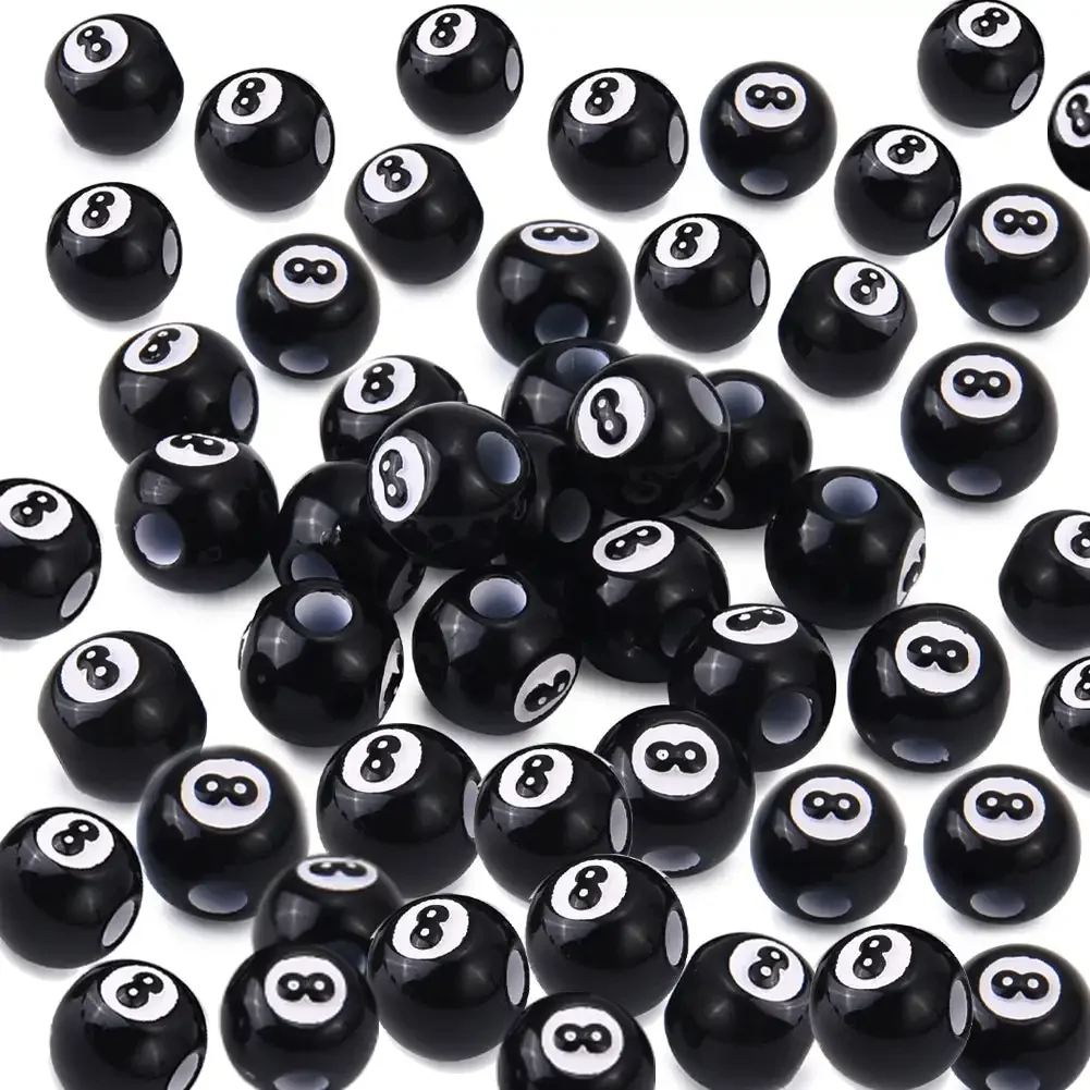 50pcs Acrylic Lucky 8 Number Beads for Jewelry Making Loose Spacer Beads DIY Handmade Necklace Bracelet Beads Stress Relief Toy