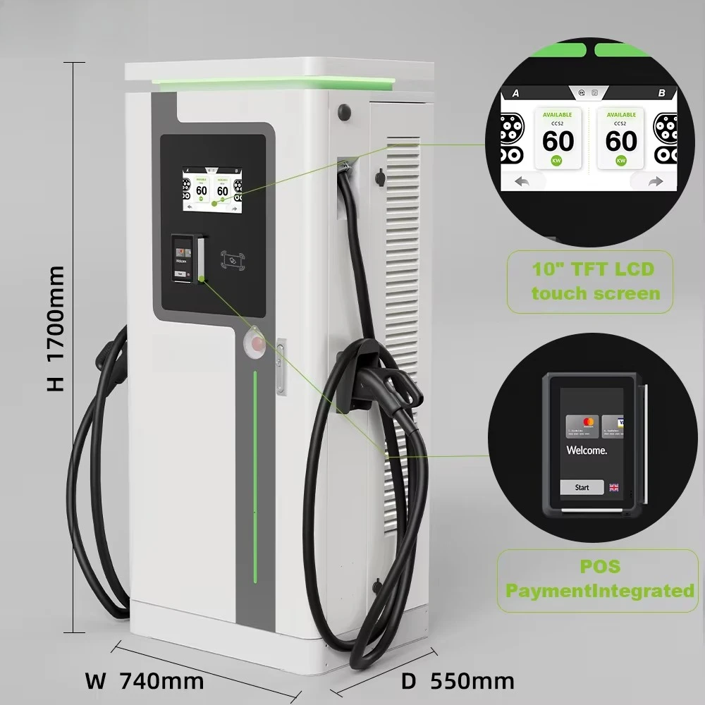 60kW DC EV Ccs2 Charger 80kW 120kW 160kW 180KW App Control Floor Mounted Dc Ev Electric Car Station for Commercial Use