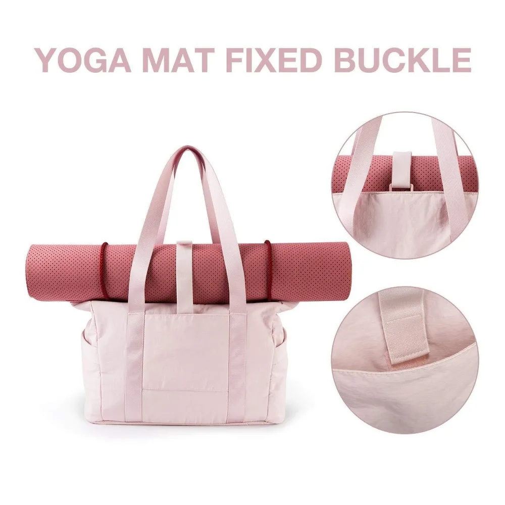 Nylon Yoga Mat Bag with Yoga Mat Buckle Solid Color Gym Fitness Tote Bag Adjustable Yoga Mat Holder Large Capacity