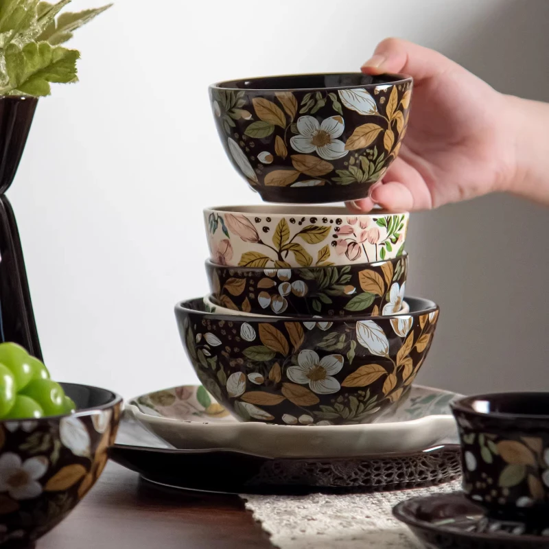 Ceramic Tableware Set Household Bowls Plates Spoons Chopsticks Light Luxury Advanced Sense Housewarming Gift