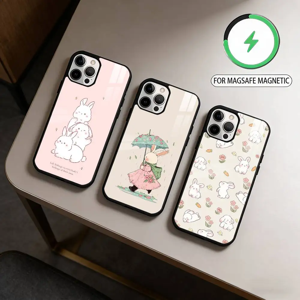 

C-Cute R-Rabbit Phone Case For iPhone17,16,15,14,13,12,11 Plus,Pro Max Magnetic For Magsafe Wireless Charging