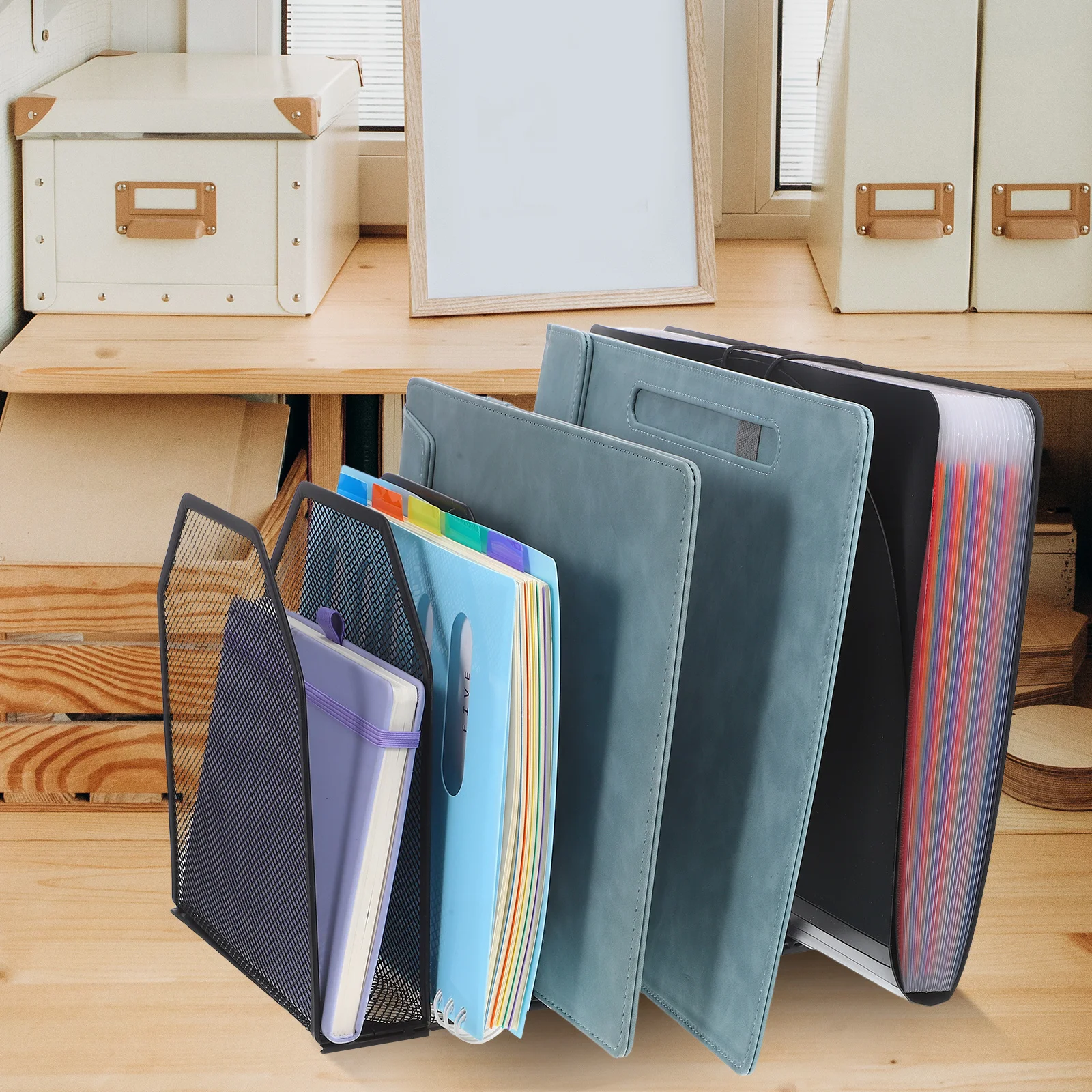 

Desktop Metal File Organizer 5 Upright Compartments Office Mail Sorter Letter Holder for Home School File Organizer for Desk