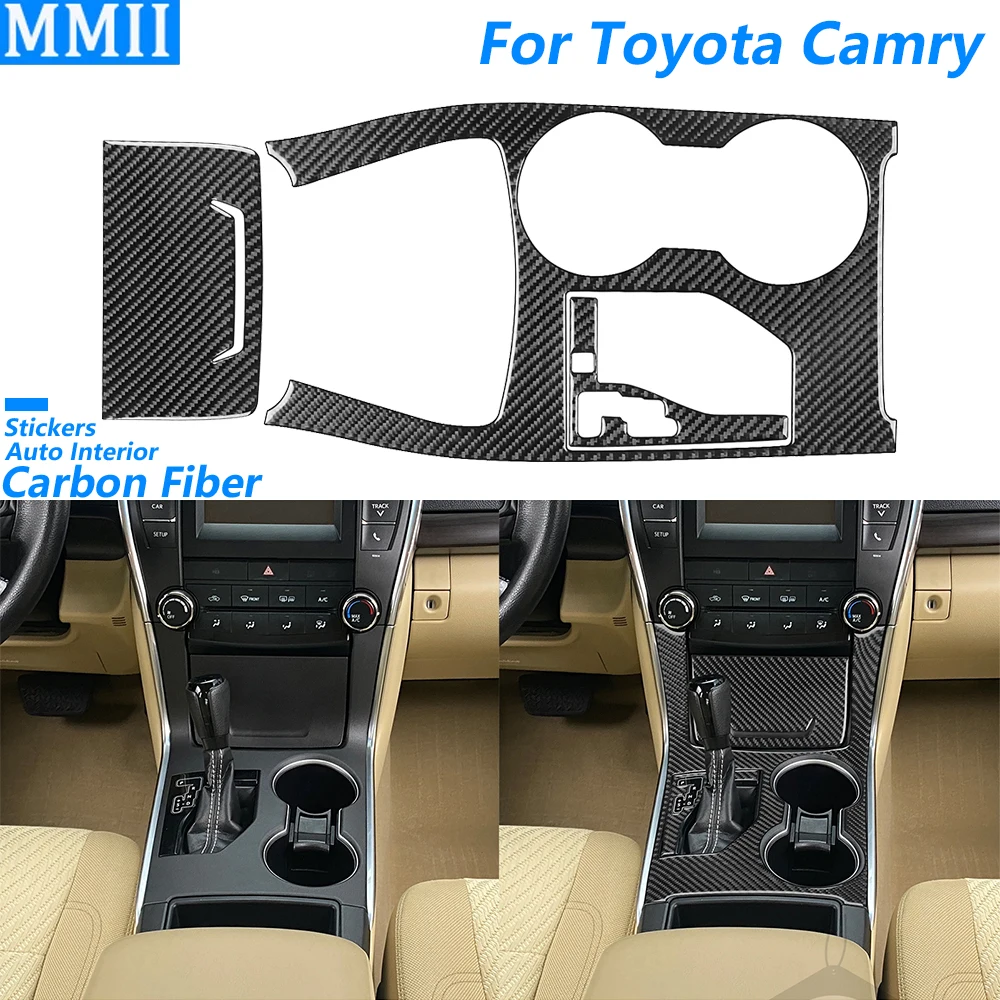 Для Toyota Camry 2015 2016 2017, коробка для хранения передач из углеродного волокна, набор панелей, декоративная крышка, аксессуары для салона автомобиля, наклейка Для Toyota Camry 2015 2016 2017, коробка для хранения передач из углеродного волокна, набор панелей, декоративная крышка, аксессуары для салона автомобиля, наклейка