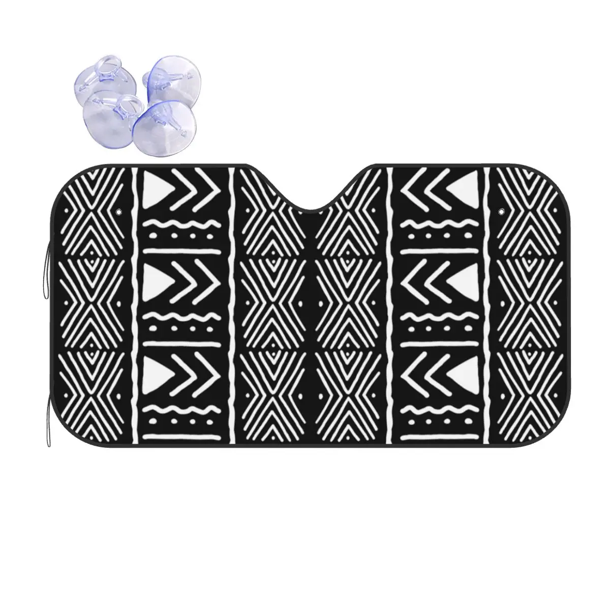 

Black And White African Bogolan Tribal Pattern Sunshade Windscreen Car Front Windshield Window Sun Visor Accessories Covers