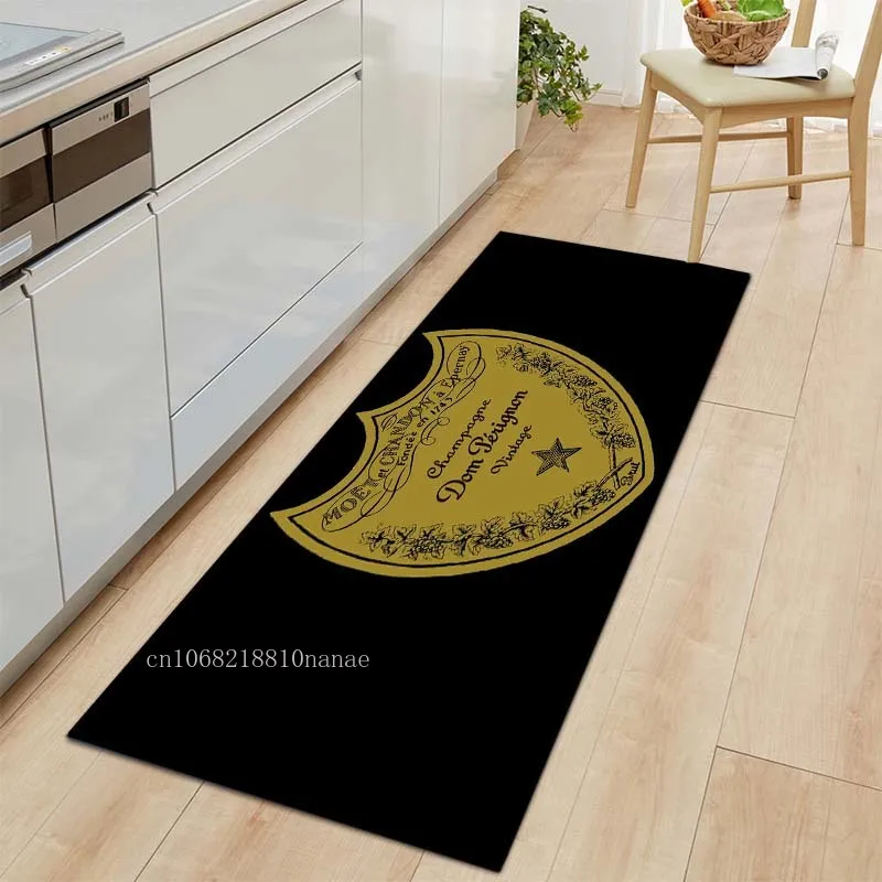 Classical Champagne Wine Kitchen Mat 3D Printed Dom Perignon logo Anti-slip Entrance Door Mat Bathroom Mat