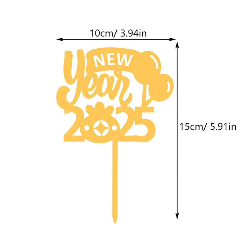 2025 새해 새해 황금 케이크 삽입 반짝이 파티 디저트 장식, 크리스마스 새해 파티 아크릴 케이크 삽입
