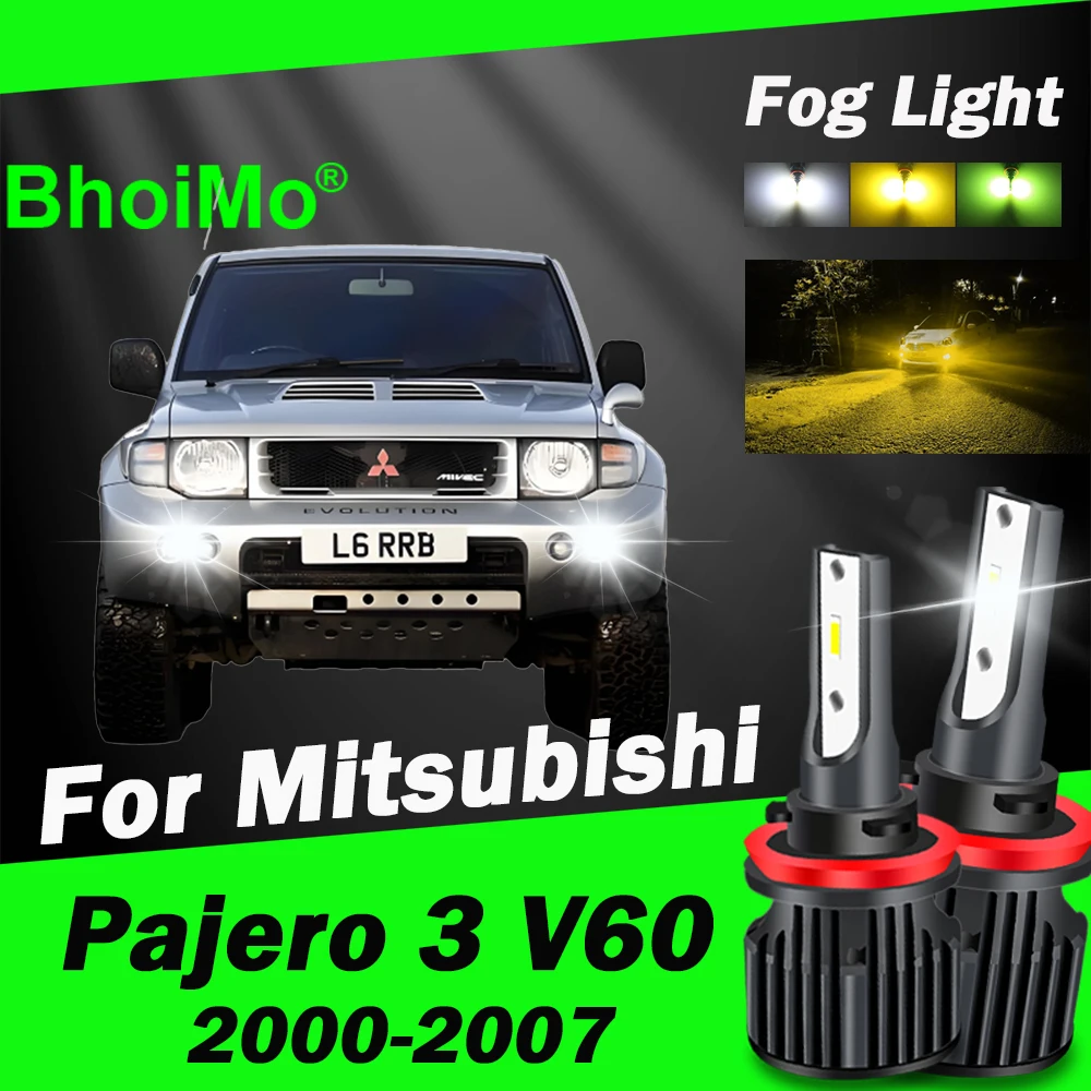 

BhoiMo For Mitsubishi Pajero 3 V60 Led Bulb Front Fog Light Lamp 2000 2001 2002 2003 2004 2005 2006 2007