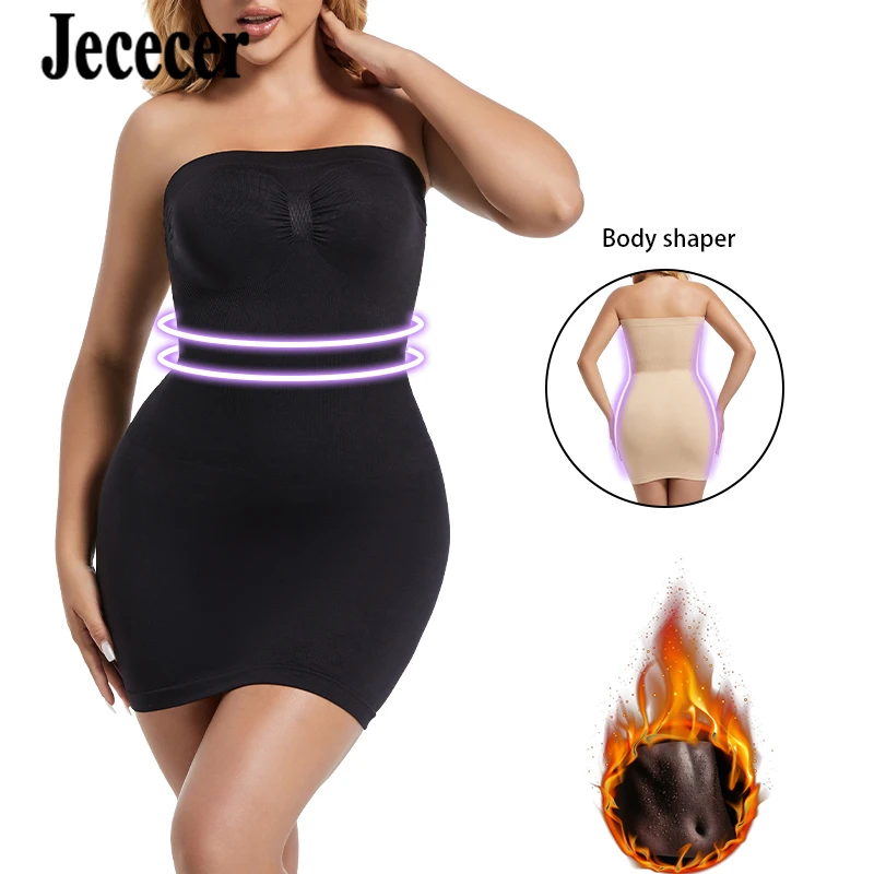 Jececer Women Underwear Strapless Slips For Under Dresses Reducing Body Shaper Body Slimming Invisible Belly Sexy Dress