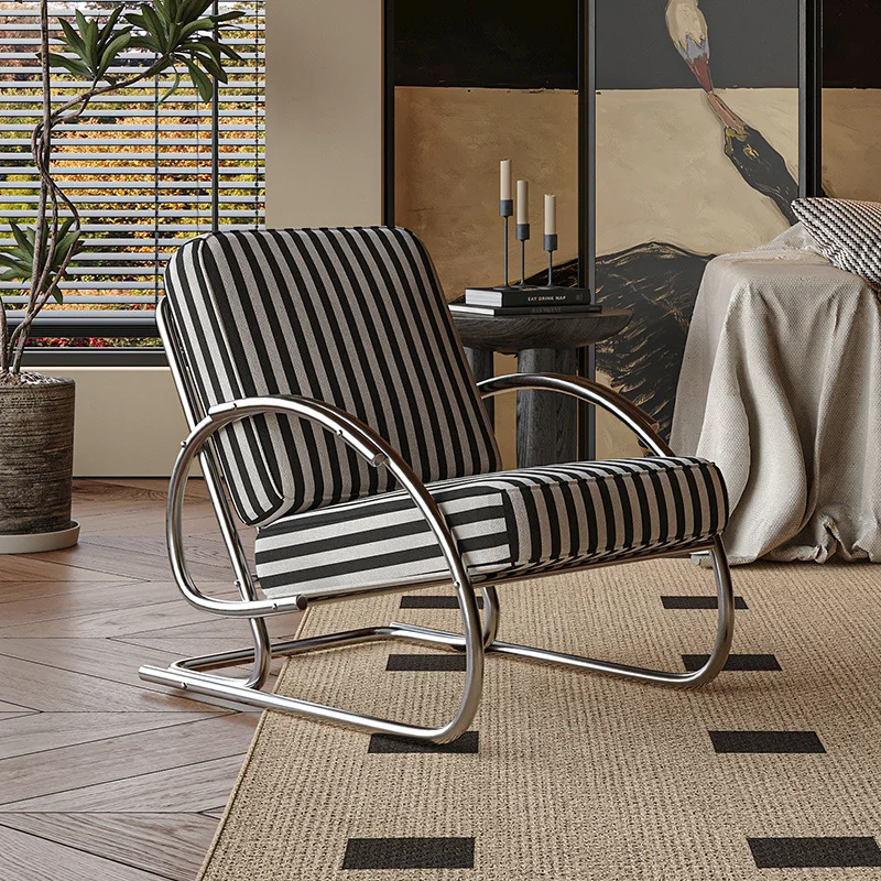 

Medieval Stainless Steel Single Sofa Chair Living Room Cafe Reception Leisure Chair Hotel Homestay Single Chair