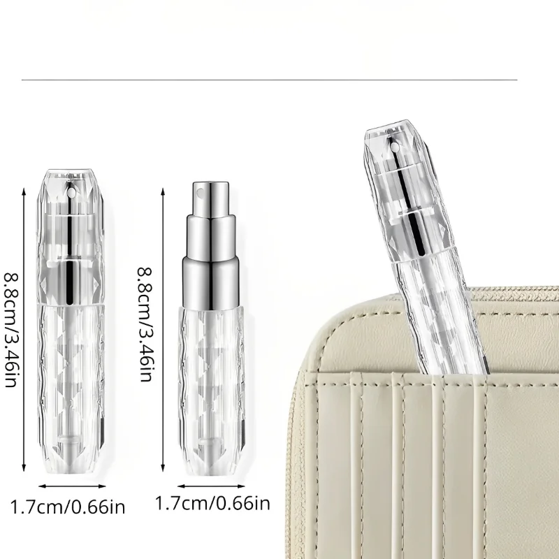 Bottiglia di profumo con riempimento inferiore in cristallo da 5 ml Bottiglie spray vuote portatili Atomizzatore liquido Bottiglia di ricarica di profumo Elementi essenziali da viaggio