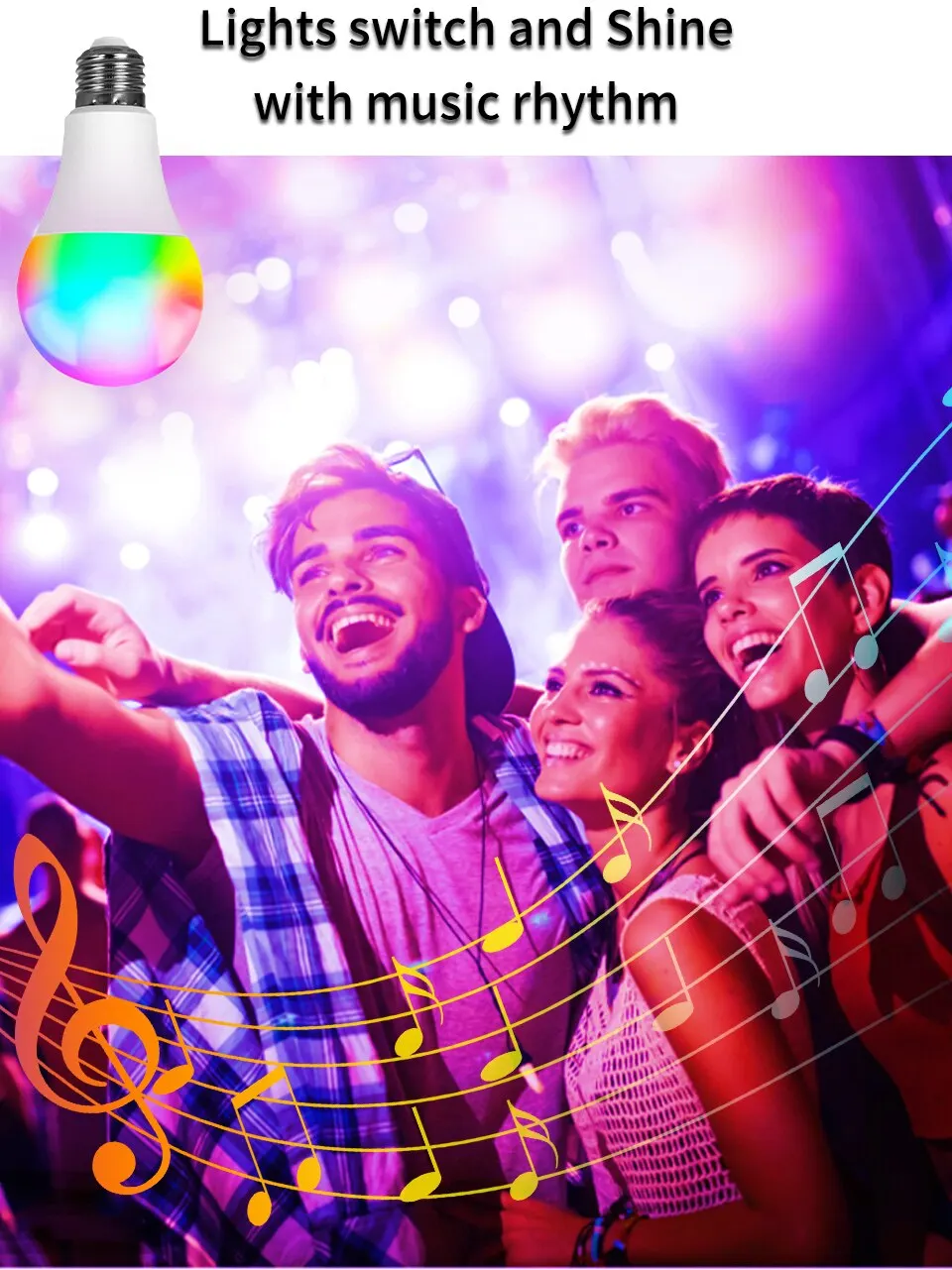 E27 LED Smart Bulb WiFi Tuya Smart Life APP Control Dimmable 15W 18W RGB+CW+WW Light Bulb For Home Bedroom Hotel Bar Party Decor