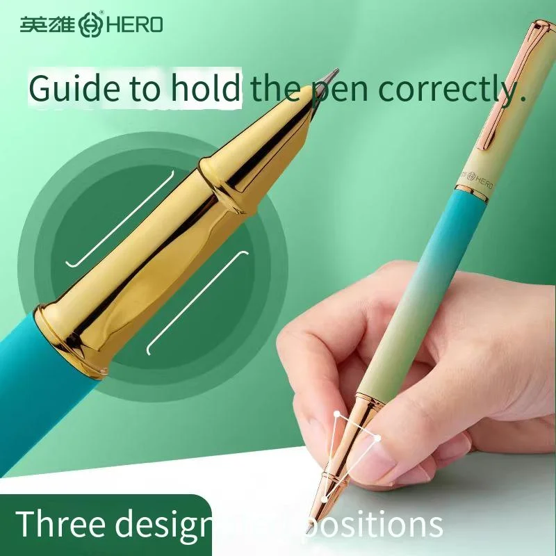 Pluma estilográfica Hero P302, cuerpo metálico, punta oculta, aspecto de alta calidad, recomendada por profesores