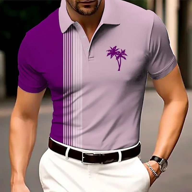 Fashion Men's Striped Trend Polo T-Shirts Summer Short Sleeve Breathable 3d Print Street POLO Tee 6XL Big Size Beach Casual Tops image 6
