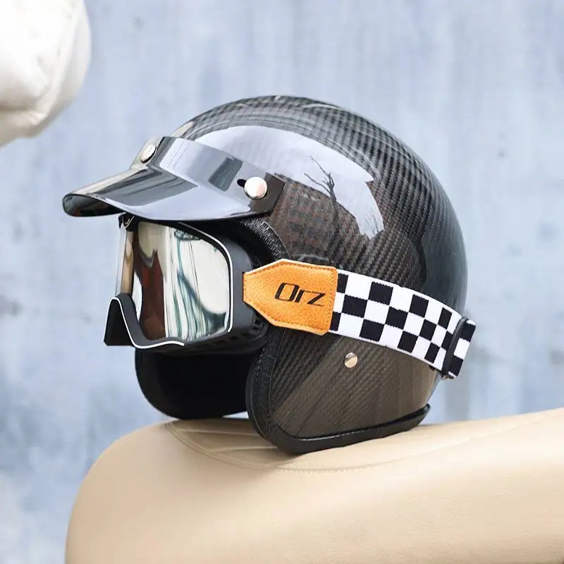 Casco de Motocicleta Vintage d - Carbon Fiber Lightweight Motorcycle Helmet reseña y precio