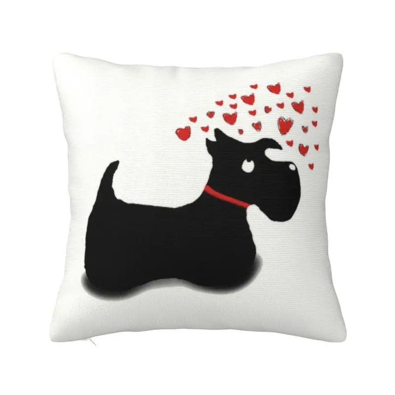 

Scottie Dog Love Hearts Cushion Cover 40x40cm Cute Scottish Terrier Soft Modern Pillow Case Decoration Salon