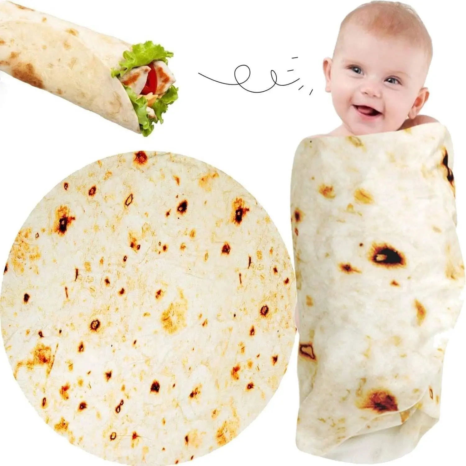 Baby Stuff Burrito Tortilla Blanket Gifts for Newborn Boy Girl Shower Swaddle Throw Blankets Wrap Toddler Flannel Taco Pets