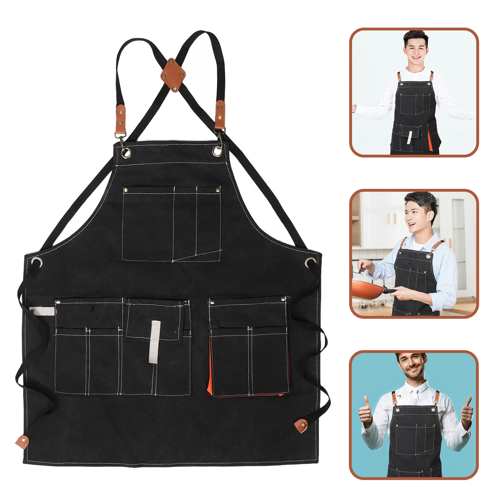 

Рабочий фартук шеф-повара, кухонный прочный полиэстеровый фартук для приготовления пищи с удобным карманом, мужские и женские кухонные фартуки, фартуки для мужчин