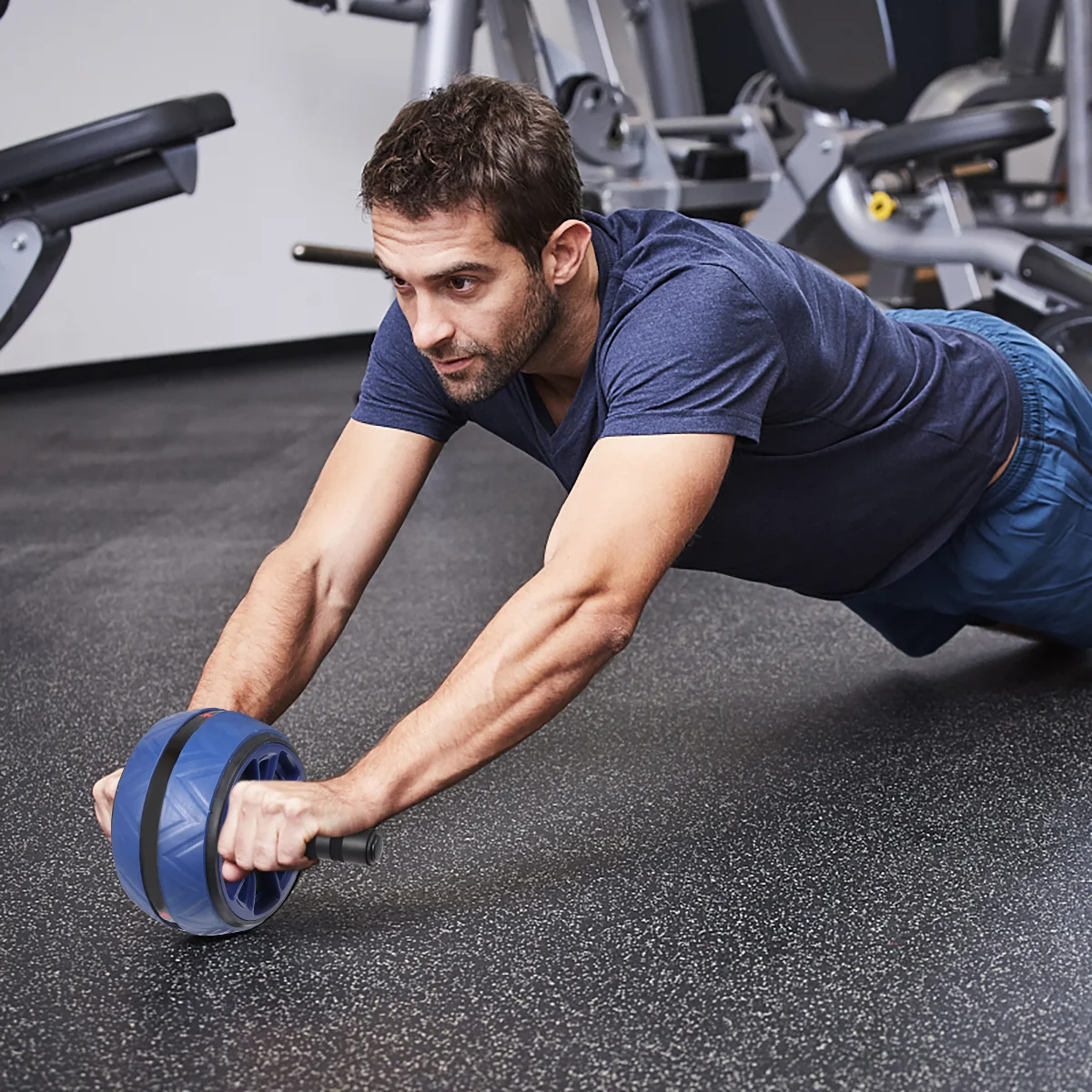 

2Pcs Fitness Wheel Abdominal Muscle Trainer Wheel Ergonomic Grip Design for Full Body Workout Fat Burning