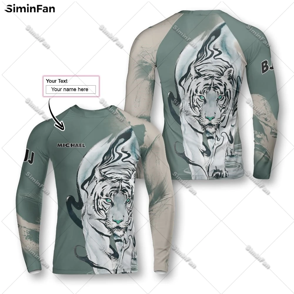 Personalized Brazilian Jiu-Jitsu Dark Tiger 3D Full Printed Mens Long Sleeve Shirts Male Pullover Sweatshirts Unisex Female Top