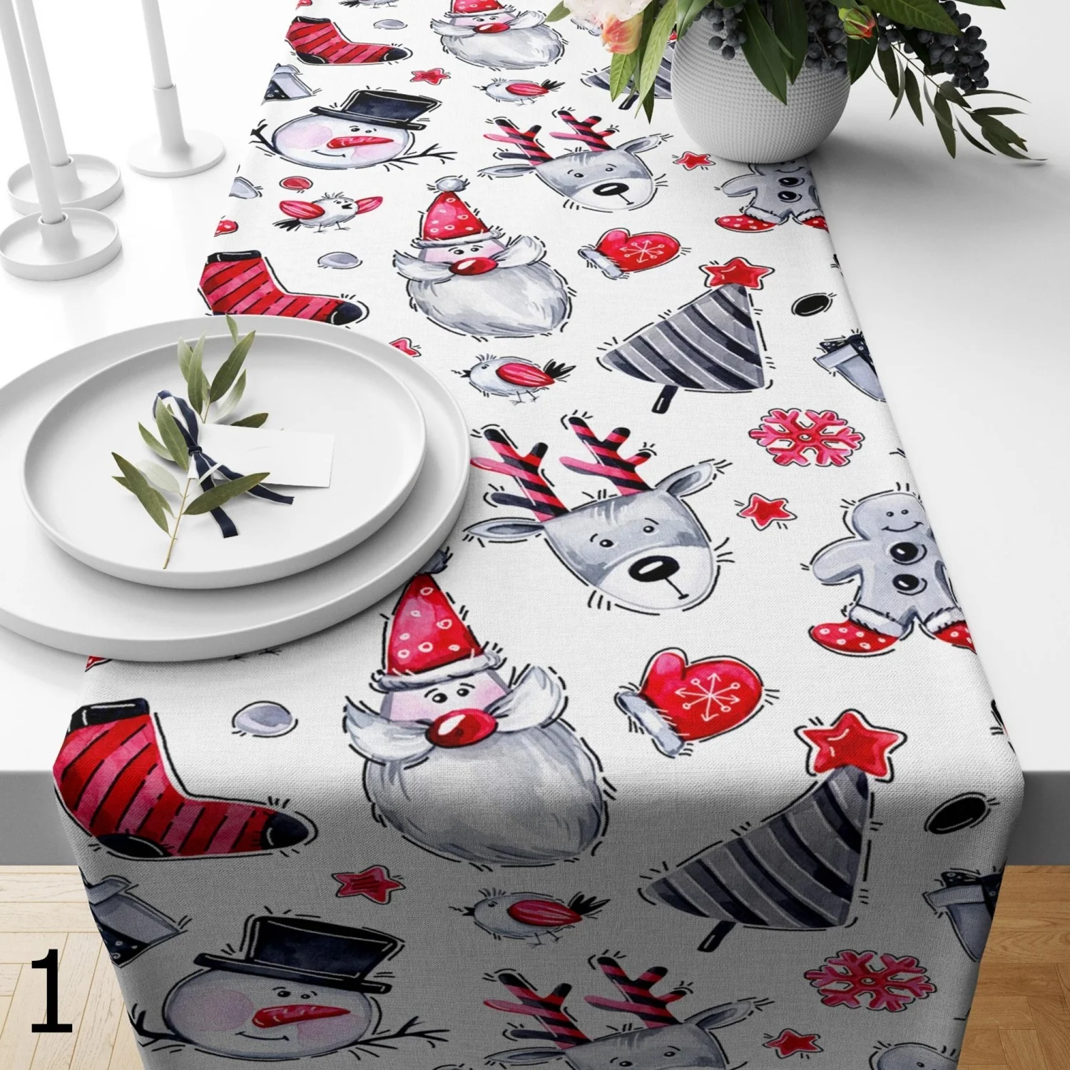 مفرش طاولة سانتا كلوز لعيد الميلاد، مفرش طاولة جنوم لعيد الميلاد، مفرش طاولة جولي لعيد الميلاد، مفرش طاولة القهوة الشتوي هولي #5