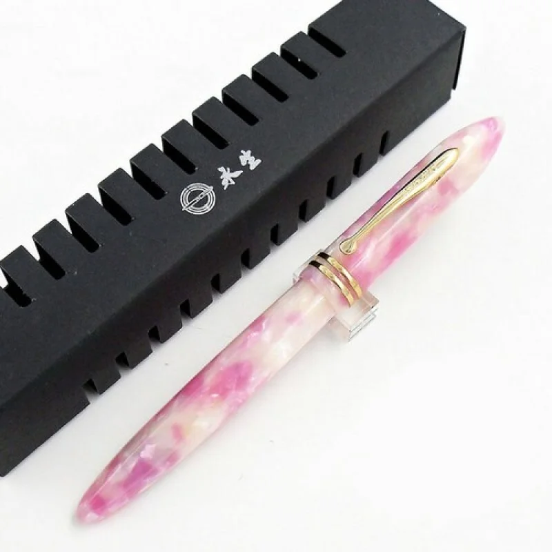 

Перьевая ручка A + Wing Sung 626, розовая целлулоидная перьевая ручка с белой точкой F, перо 0,5 мм, подарок для письма # см