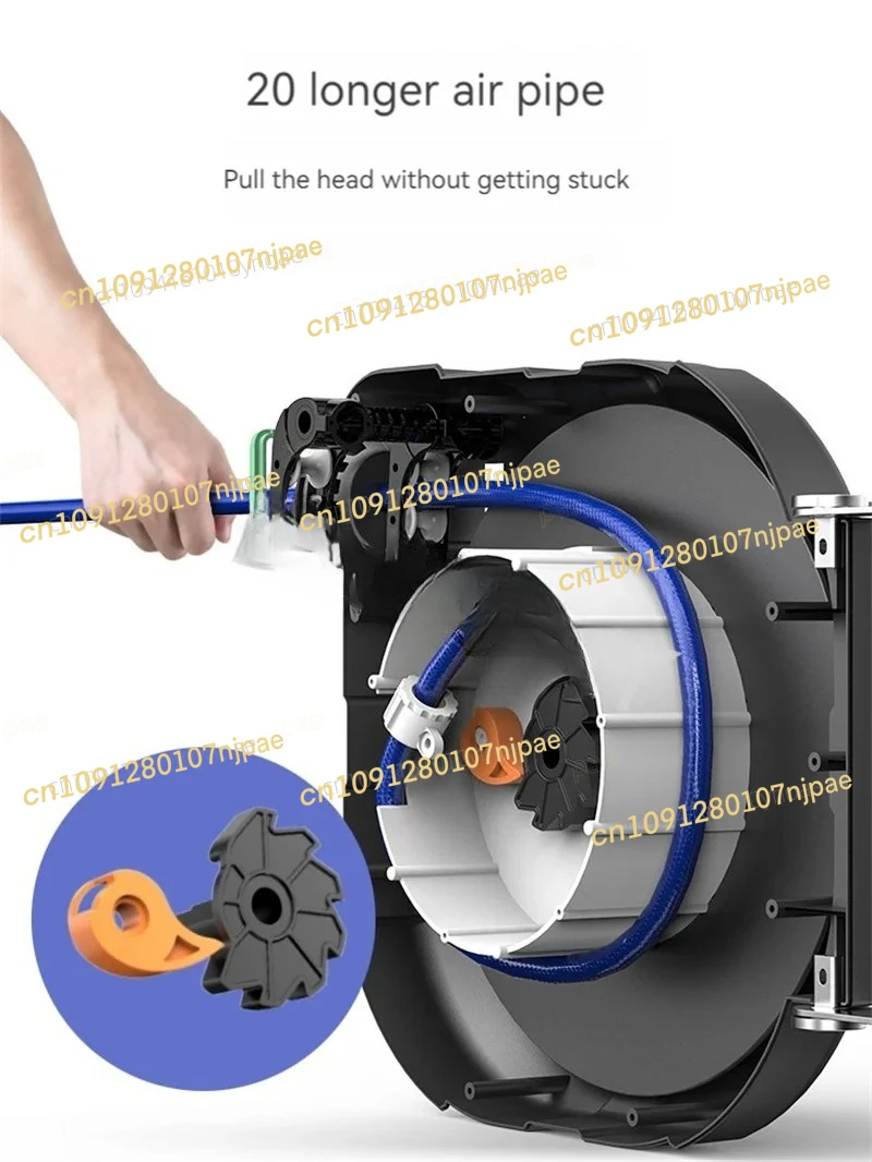 Tubo flessibile telescopico automatico per tamburo d'aria Doppio albero 10/15/20M Tubo flessibile con clip in filato PU Riparazione pneumatica, strumenti