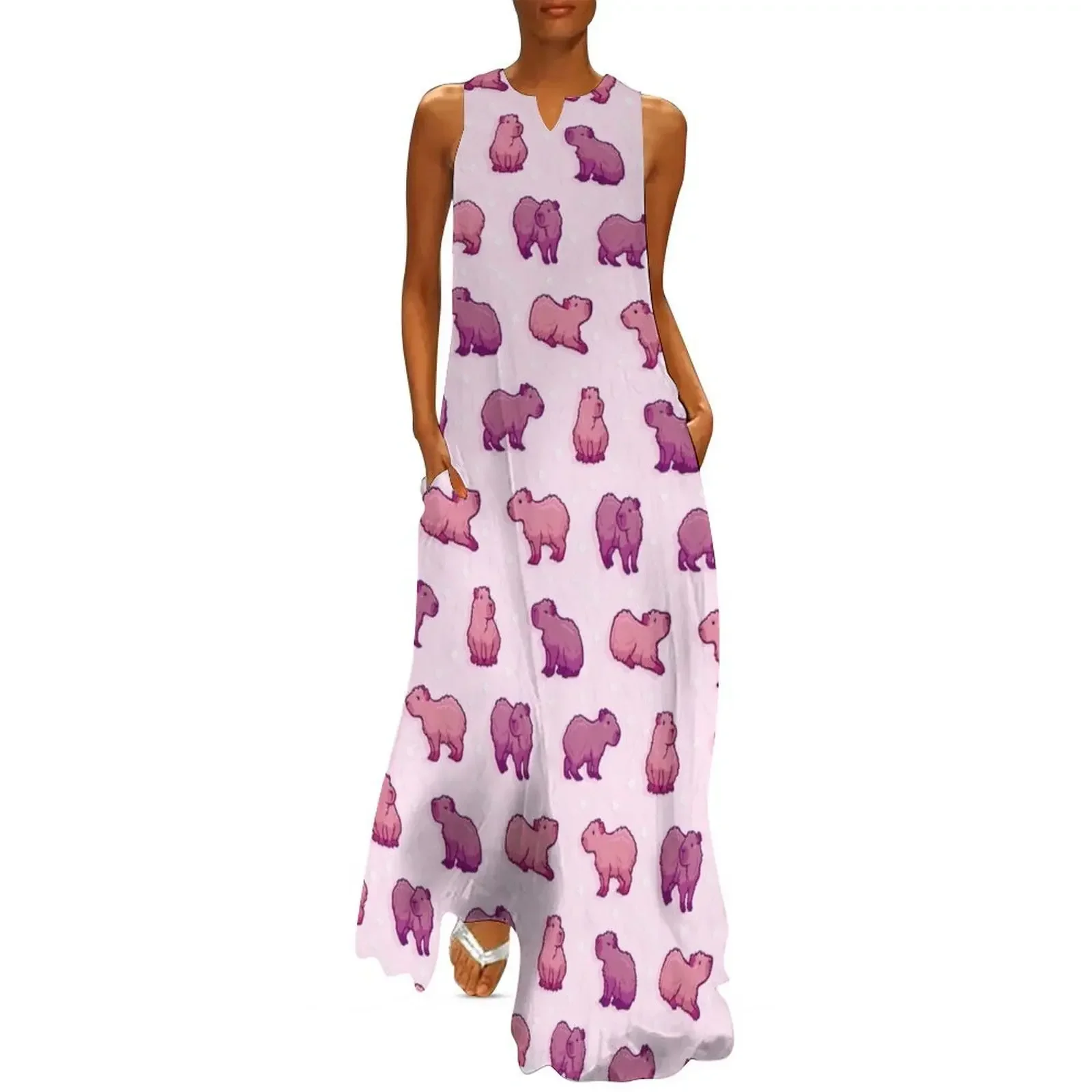 

Capybara 2 {pink} Long Dress cocktail dresses beach dress Dress for pregnant women