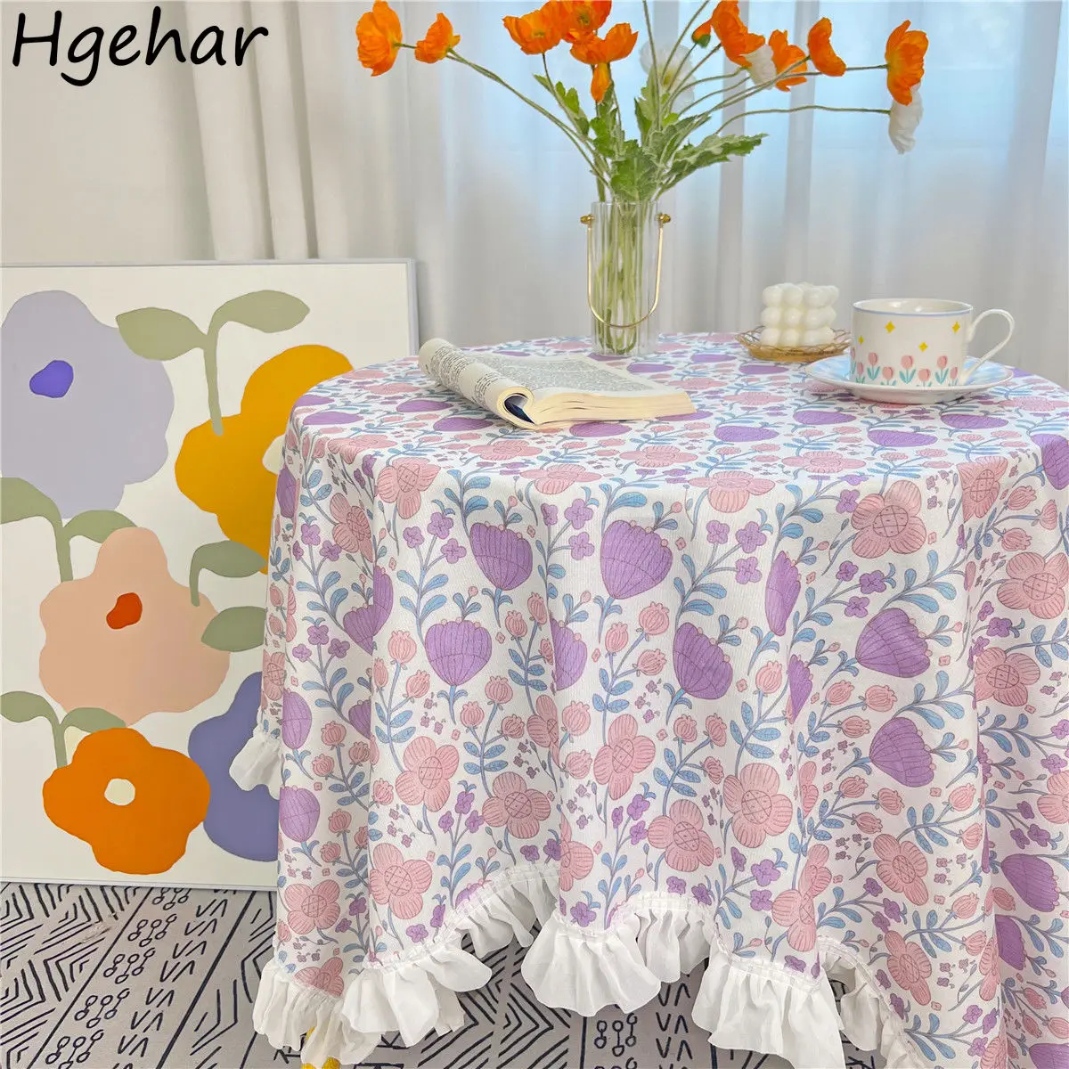 Rectangle Floral Table Cloth Lace Decorative cloth Dust-proof Household Party Ins Desk  Student Picnic Nappe De 