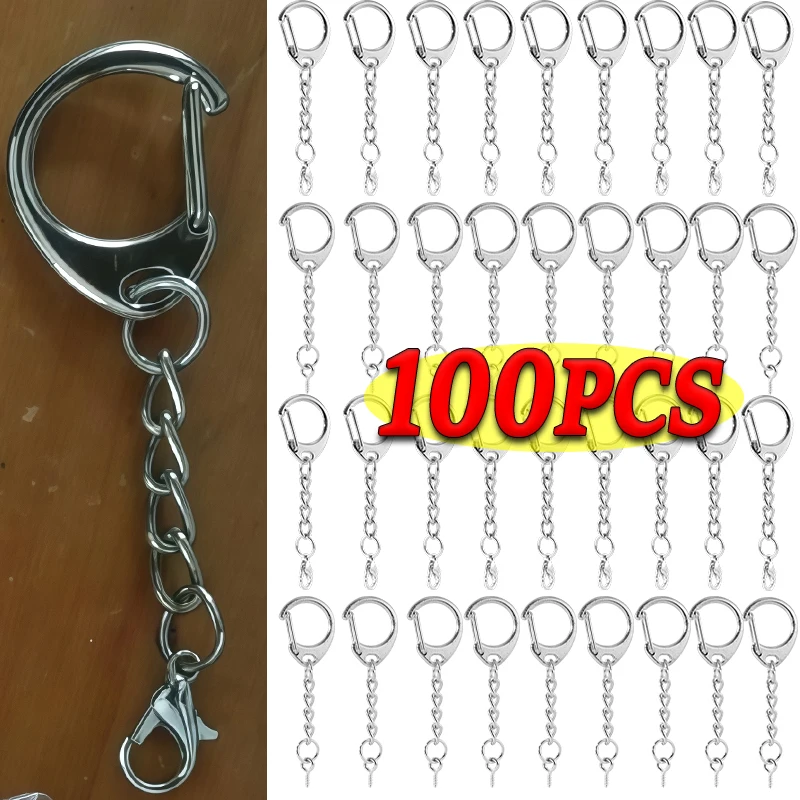 

100 шт., серебряные брелки с застежкой-лобстером, C-образные застежки, соединительный брелок для самостоятельного изготовления ювелирных изделий, аксессуары для ключей