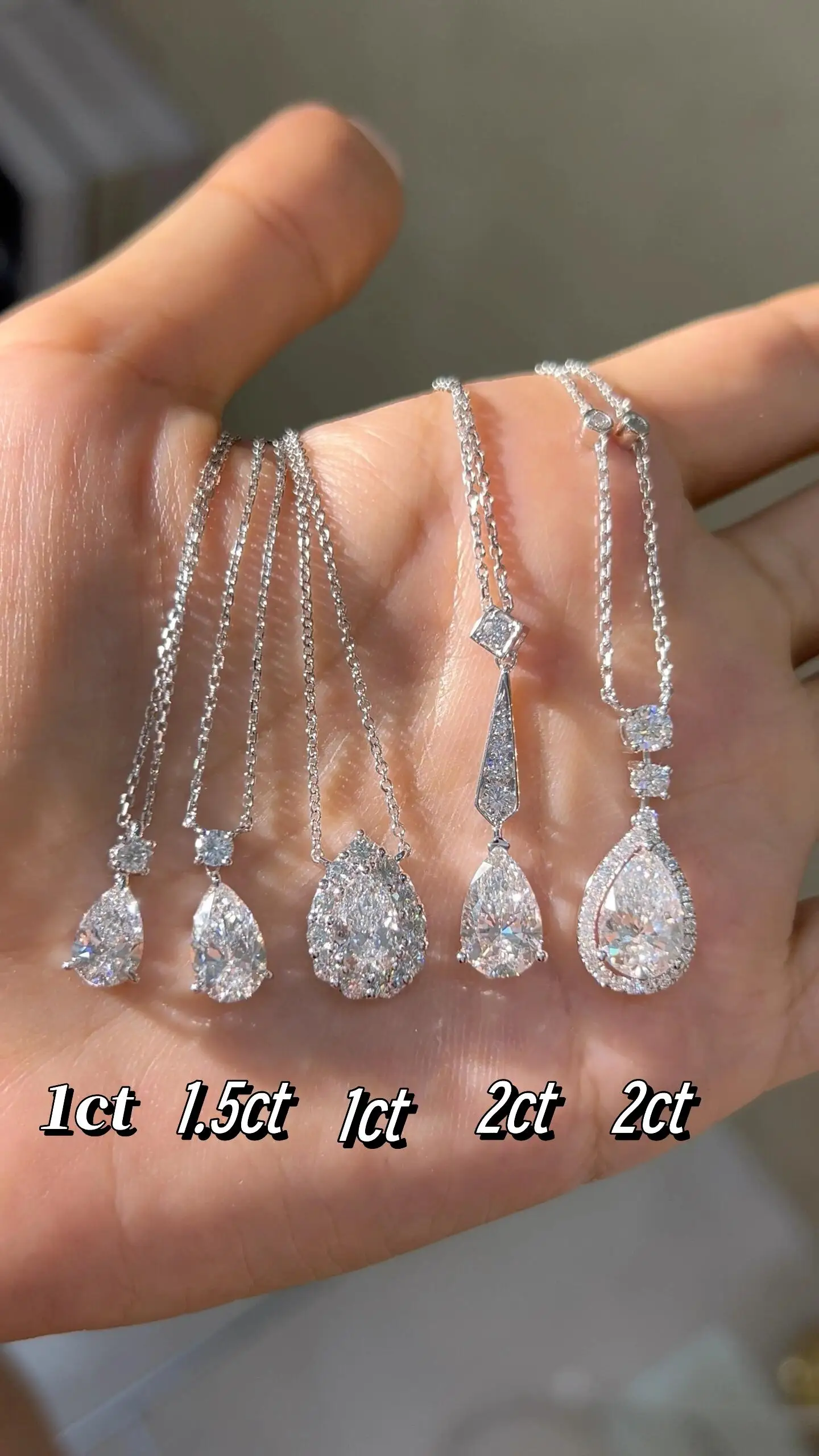 18K Gold Lab-Grown Diamond CVD/HPHT Pear Shape 1CT Halo Diamond Pendant with O-Link Chain Collar Necklace - Premium Jewelry F