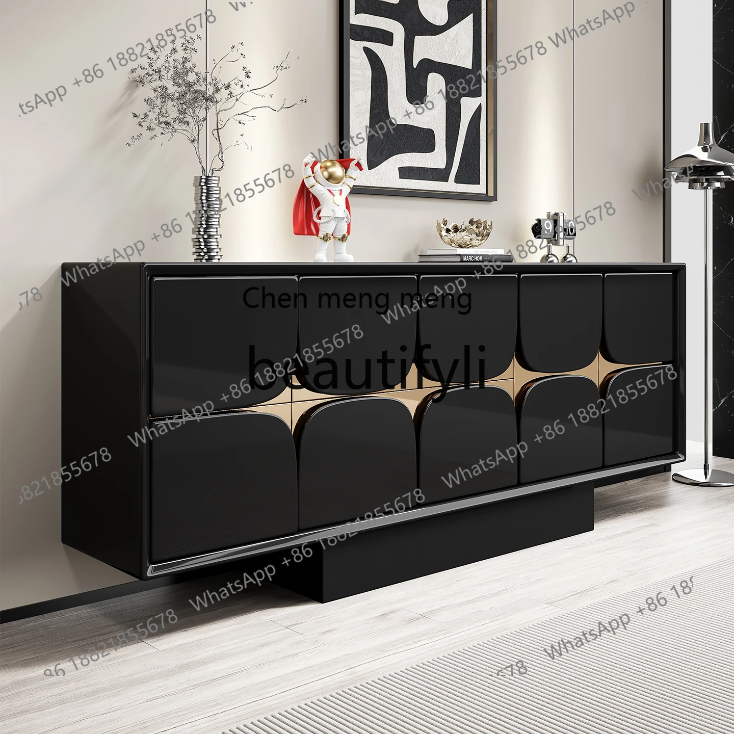 

Italian light luxury entrance modern solid wood decoration storage dining side cabinet bedroom bedside cabinet