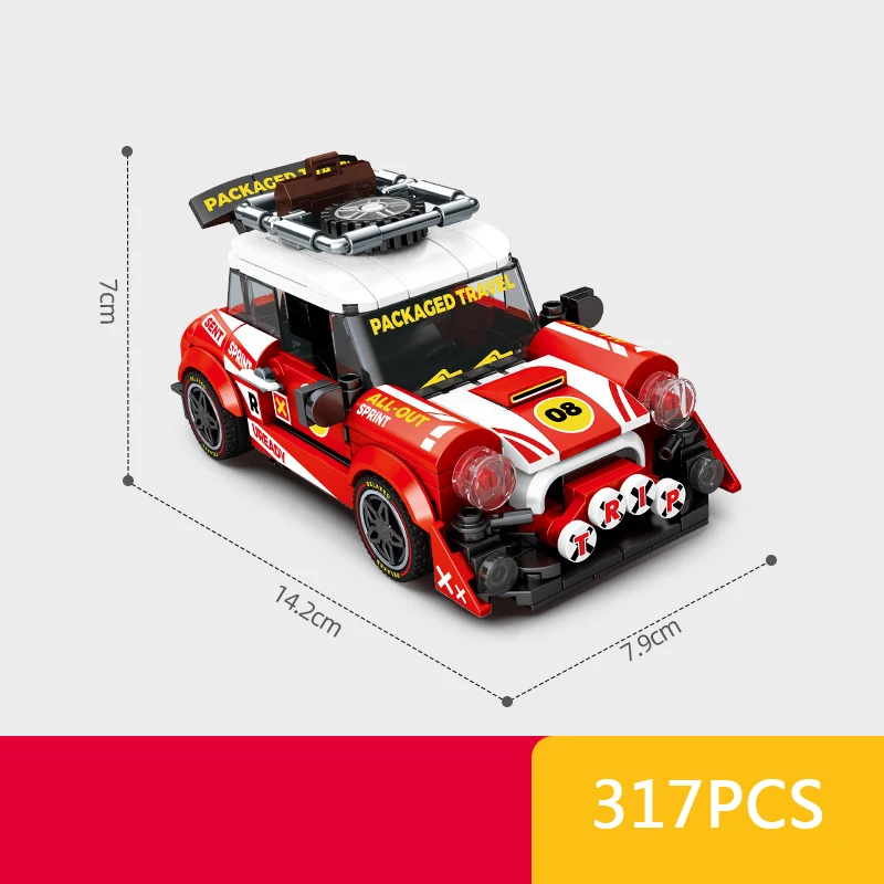 City Speed Champion Rally Racing Building Block Mini Coopers Sport Car BK8 Little Vehicle Brick Figures Toy for Kids Gift