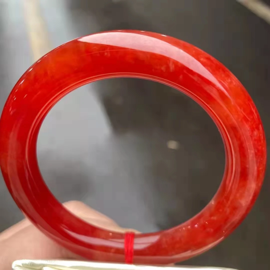 Fashion Atmosphere Jewelry Fine Bangle Top Accessories Lucky Gift New Natural Burma Jadeite red Exquisite Round Bar Bracelet