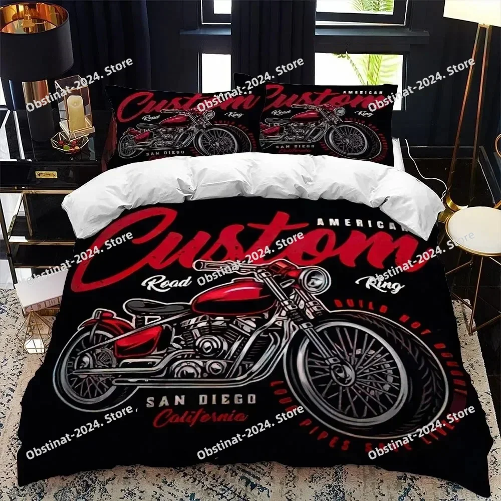 Motorcycle Rider Bedding Set Boys Girls Twin Queen Size Duvet Cover Pillowcase Bed Adult Fashion Home Textileextile 012
