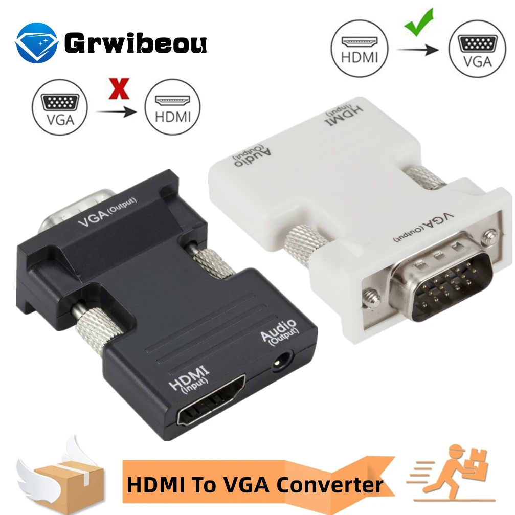 

1080P HD HDMI-compatible To VGA Converter With 3.5mm Audio Cable For PS4 PC Laptop TV Monitor Projector Female To VGA Male Adapt