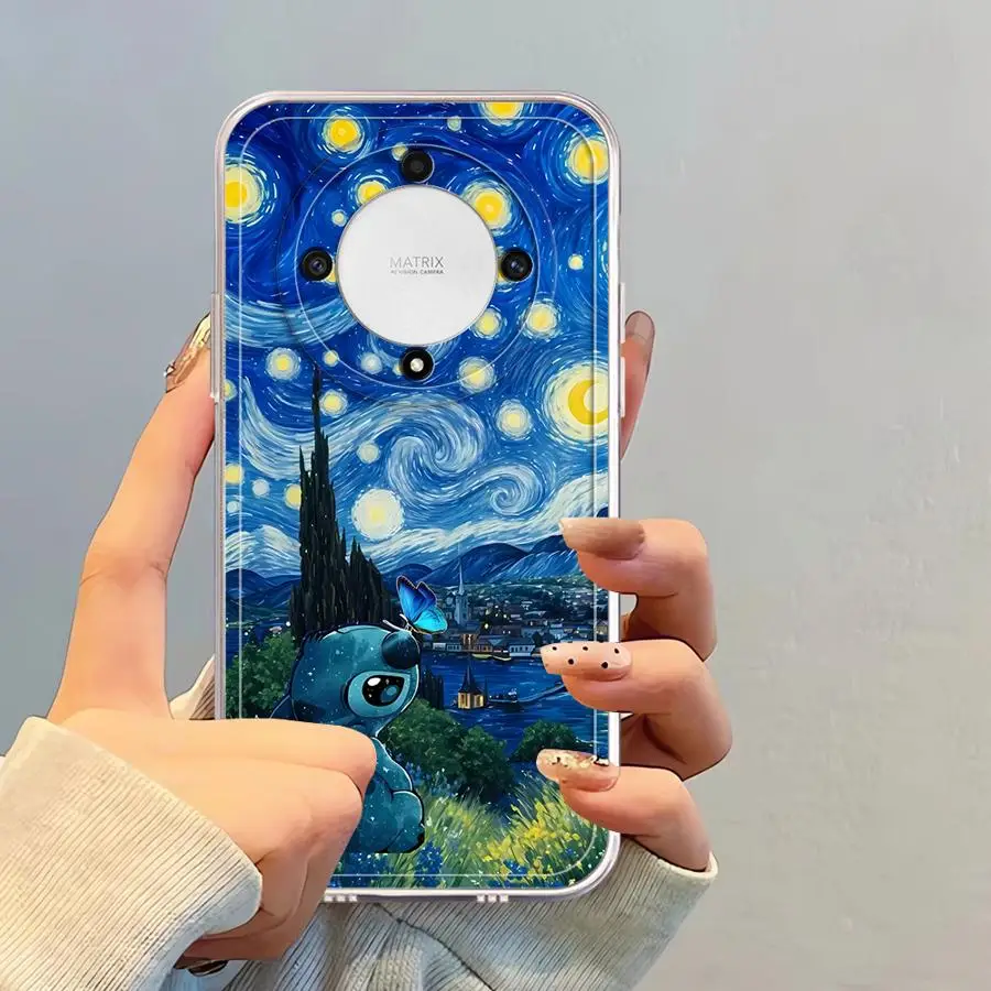 Case for Honor X8 X9b 90 Lite X7b X8b X9a X8a Clear Cover Disney Cute Stitch Cartoon