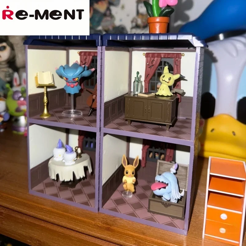 Em estoque re-ment genuíno pokemon meia-noite casa misteriosa 2 cena em miniatura coletar modelo de ação caixa cega presentes surpresa