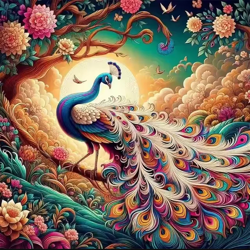 

RUOPOTY Diamond Painting Peacock Picture Full Square/Round Embroidery Rhinestones Kit Handicrafts Gift
