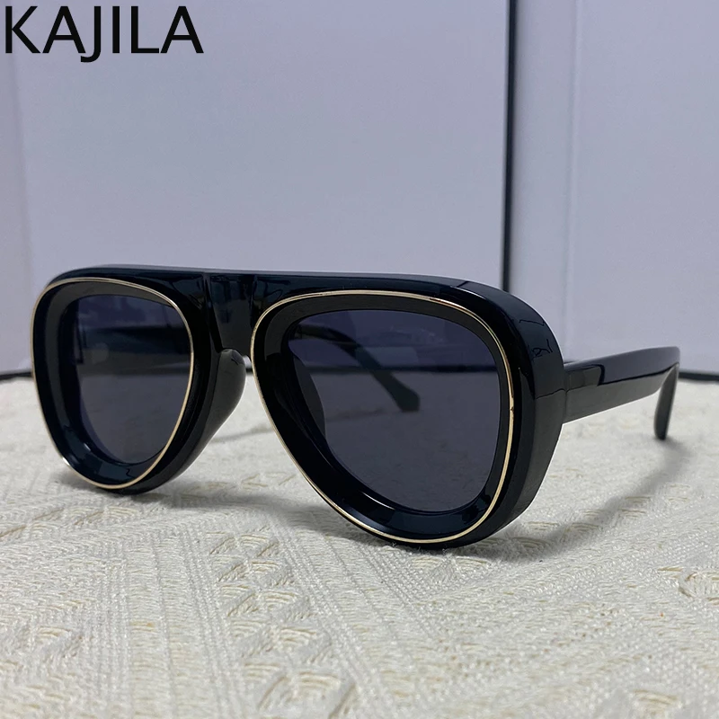 Oval Frame Steampunk Pilot Sunglasses Men 2026 Luxury Brand Design Vintage Punk Sun Glasses For Male Shield Goggle Eyewear UV400
