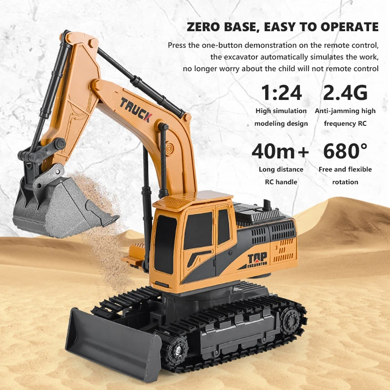 1:20 RC Excavator 2.4G Remote Control Engineering Vehicle Crawler Multifunctional Toys for Boys 11CH RC Car Dumper Children Gift