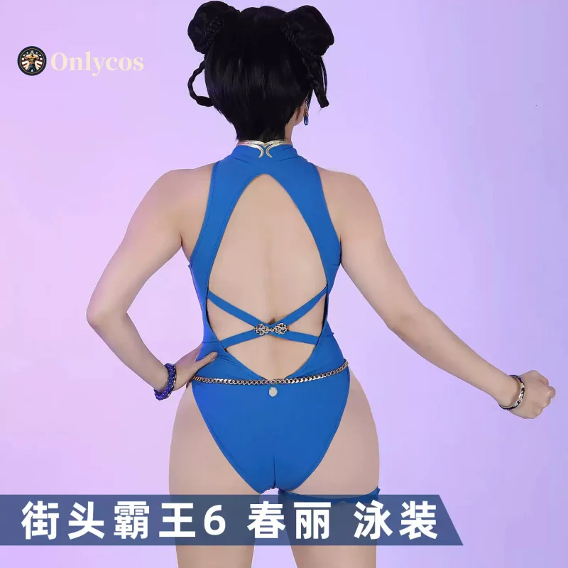 Street Fighter 6 Chun-Li Swimsuit Cosplay Costume Full Set Uniform Role Play Halloween Carnival Party Outfit Onlycos view 6
