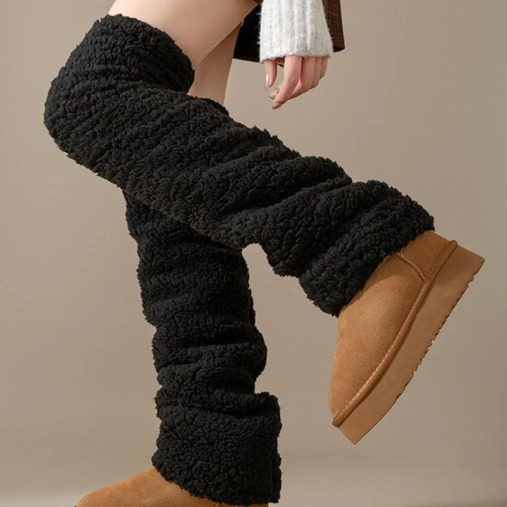 

Comfortable Thicken Warm Winter Foot Cover Hosiery Simple Coral Fleece Stockings Leg Warmers Long Tube Sock Foot Warmer Autumn