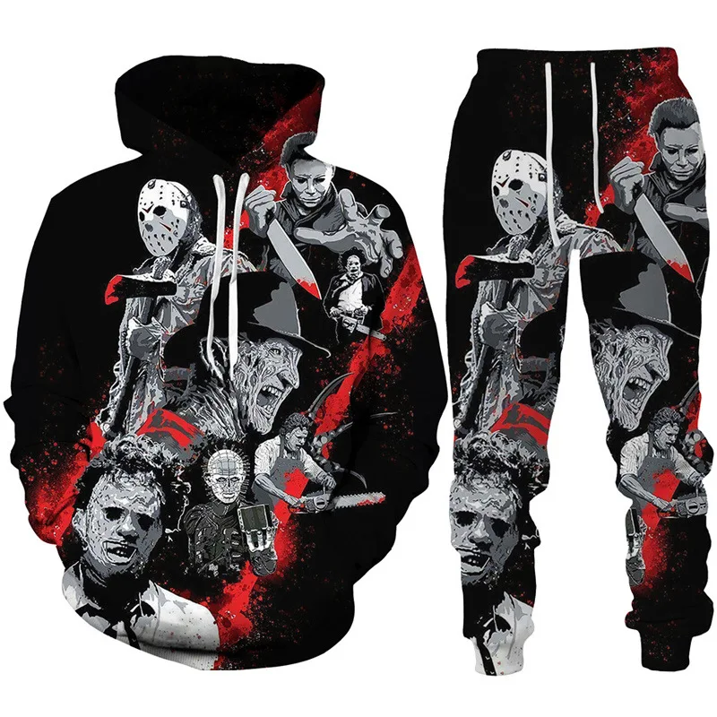 Horror Movie Michael Myers 3d Printed Hoodie+Pants Sweatpants Male Tracksuit Set Fashion Suit Autumn Winter Casual Sweatshirts