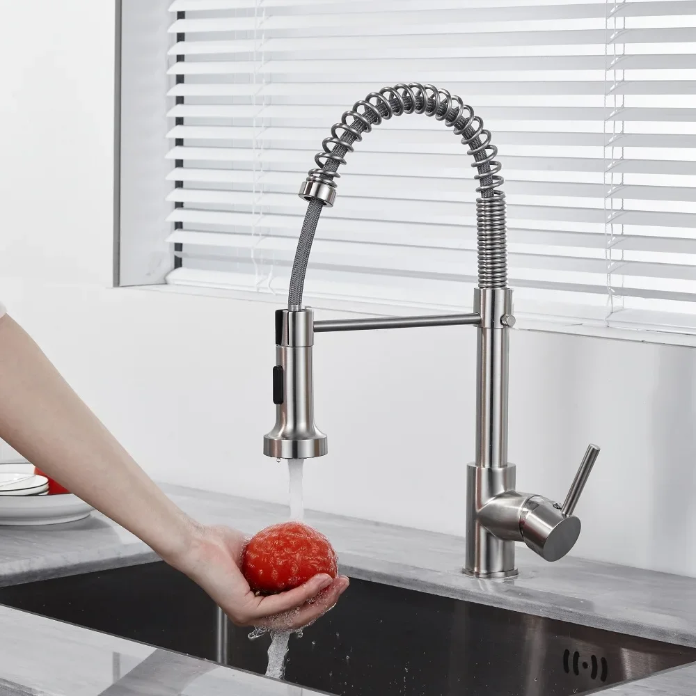 Matte Black Kitchen Faucet Deck Mounted Mixer Tap 360 Degree Rotation Stream Sprayer Nozzle Kitchen Sink Hot Cold Taps