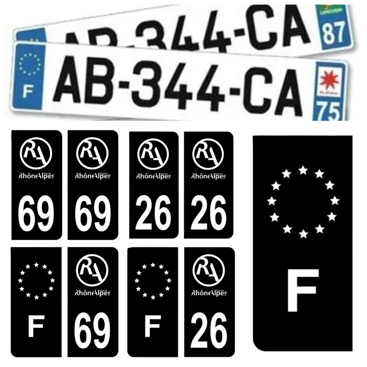 

European License Plate Vinyl Stickers for Cars Motorcycles - Waterproof UV Resistant, Black Number Decals Fits EU Standard