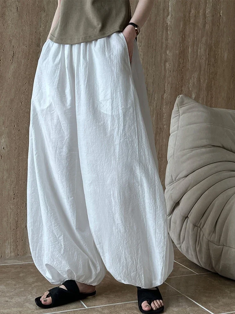 

Oversized Bloomers 2025 New Summer Elegant Fashion Women Lantern Pants Casual Loose Breathable Comfort Cotton Wide Leg Pants