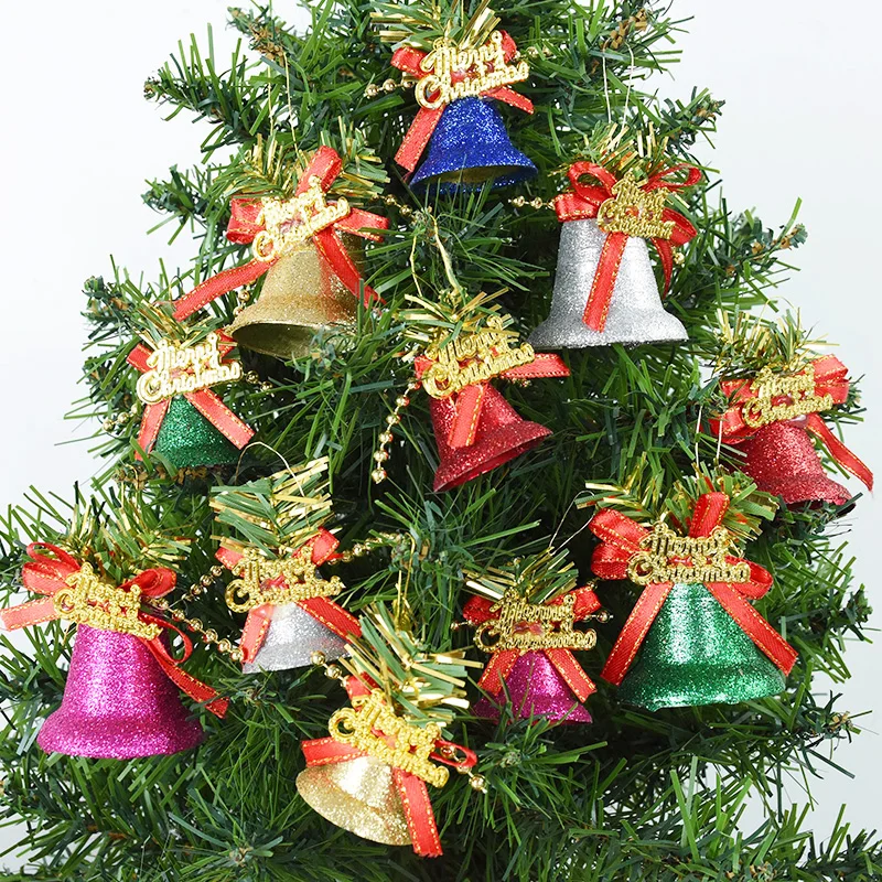 

6pcs/box Merry Christmas Bells Pendants Christmas Tree Hanging Decoration Gold Bells For Home Xmas Party Ornaments New Year Gift